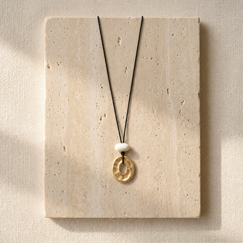 Sculpta Stone Necklace - Gold