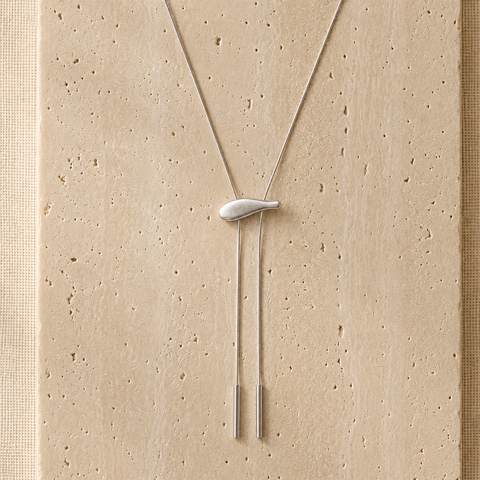 Halo Bar Necklace - Silver