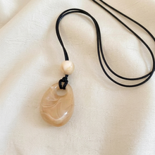 Stone Cord Necklace - Beige