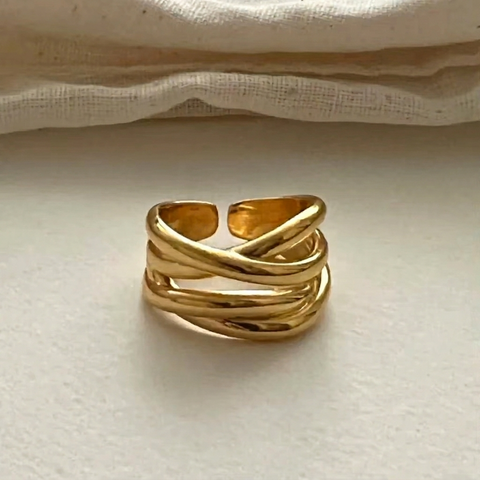 Layered Wave Ring - Gold