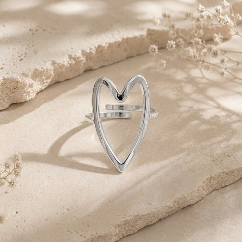 Open Heart Glow Ring - Silver