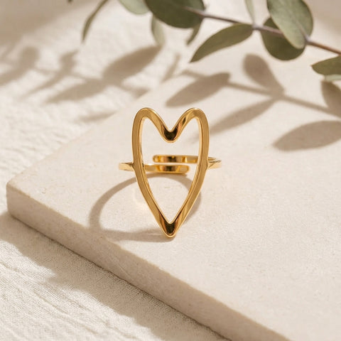 Open Heart Glow Ring - Gold