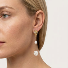 Abstract Pearl Drop Earrings - Gold