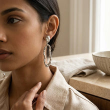 Abstract Pearl Drop Earrings - Silver
