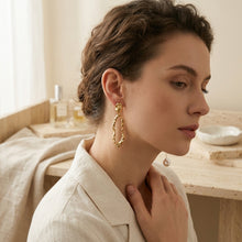 Abstract Pearl Drop Earrings - Gold