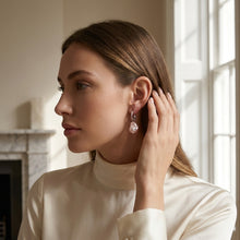 Celeste Pearl Drop Earrings - Silver