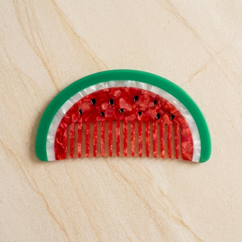 Watermelon Slice Acetate Wide-Tooth Hair Comb