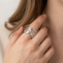 Layered Wave Ring - Silver